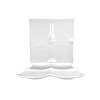 International Tableware, Inc Paragon Bright White 10in x 10in Porcelain 4 Comp Coupe Plate - PA-410 