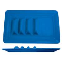 International Tableware, Inc Light Blue 14-1/8" x 9-1/8" Ceramic Rolled Edge Taco Plate - TACO-14-LB