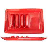 International Tableware, Inc Crimson Red 14-1/8" x 9-1/8" Ceramic Rectangular Taco Plate - TACO-14-R