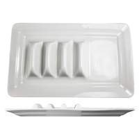 International Tableware, Inc Bright White 14-1/8in x 9-1/8in Ceramic Taco Plate - TACO-14-W 