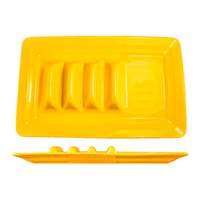 International Tableware, Inc Yellow 14-1/8" x 9-1/8" Ceramic Rolled Edge Taco Plate - TACO-14-Y