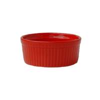 International Tableware, Inc Cancun Crimson Red 8oz Ceramic Fluted Ramekin - RAMF-10-CR 