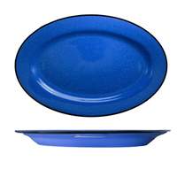 International Tableware, Inc Campfire Speckle Ocean Blue 15-1/2in Ceramic Oval Platter - CF-51 