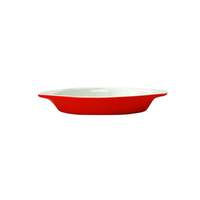 International Tableware, Inc European White/Crimson Red 8 oz Stoneware Welsh Rarebit - WRO-8-EW-CR