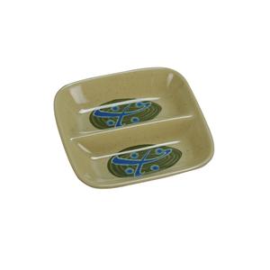 Yanco China Japanese Melamine 2oz 2 Compartment Divided Sauce Dish - JP-0001 