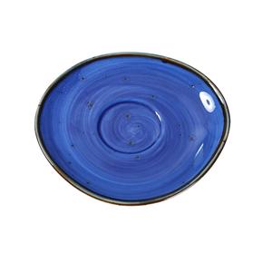Yanco China Lyon Blue Speckled Glazed Porcelain 6.5"L Freeform Saucer - LY-002BU 