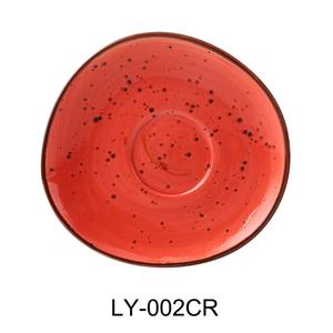 Yanco China Lyon Coral Speckled Glazed Porcelain 6.5"L Freeform Saucer - LY-002CR 