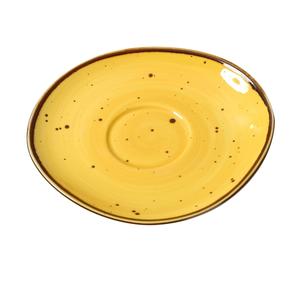 Yanco China Lyon Yellow Speckled Glazed Porcelain 6.5"L Freeform Saucer - LY-002YL 