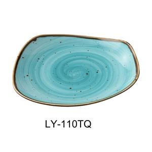 Yanco China Lyon Turquoise Glazed Porcelain 10.5in Freeform Plate - LY-110TQ 