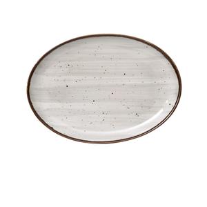 Yanco China Lyon Brown Speckled Glazed Porcelain 8" x 5.5" Oval Platter - LY-2108