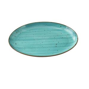 Yanco China Lyon Turquoise Glazed Porcelain 8" x 5.5" Oval Platter - LY-2108TQ