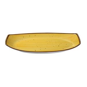 Yanco China Lyon Yellow Speckled Glazed Porcelain 13in x 7.5in Plate-1dz - LY-213YL 