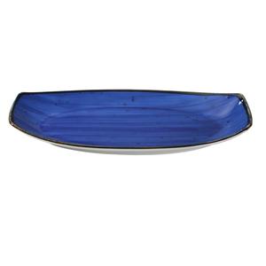 Yanco China Lyon Blue Speckled Glazed Porcelain 15" x 8.5" Plate- 1 Doz - LY-215BU