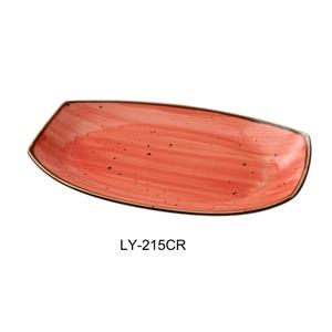 Yanco China Lyon Coral Speckled Glazed Porcelain 15" x 8.5" Plate- 1 Doz - LY-215CR