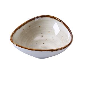 Yanco China Lyon Brown Glazed Porcelain 5oz Triangular Sauce Bowl - LY-404 