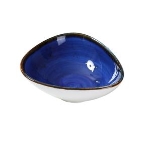 Yanco China Lyon Blue Glazed Porcelain 5oz Triangular Sauce Bowl - LY-404BU 