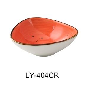 Yanco China Lyon Coral Glazed Porcelain 5oz Triangular Sauce Bowl - LY-404CR 