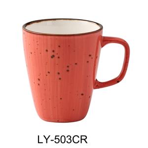 Yanco China Lyon Coral Speckled Glazed Porcelain 10 oz. Mug w/ Handle - LY-503CR