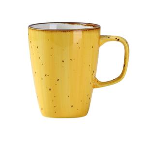 Yanco China Lyon Yellow Speckled Glazed Porcelain 10 oz. Mug w/ Handle - LY-503YL