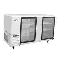 Atosa 68" Double Glass Door Stainless Steel Back Bar Refrigerator - MBB69GGR