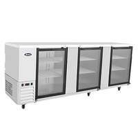 Atosa 90" Triple Glass Door Stainless Steel Back Bar Refrigerator - MBB90GGR