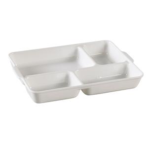 Yanco China Nu-Classic White Melamine 9.5in x 7in 4 Compartment Plate - NC-4420 