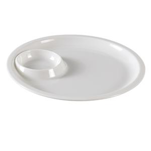 Yanco China Nu-Classic White Melamine 10in dia. Tray with Sauce Compartment - NC-7521 
