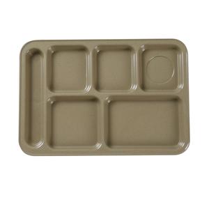 Yanco China Nu-Classic Sand Melamine 14in x 10in 6 Compartment Tray- 1dz - NC-801S 