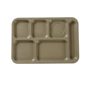 Yanco China Nu-Classic Sand Melamine 14in x 10in 6 Compartment Tray- 1dz - NC-802S 