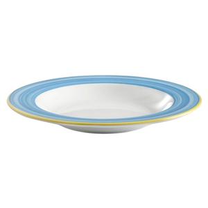 GET Corona Calypso Blue Porcelain 18.8oz Rimmed Pasta Bowl - PA1602903224 
