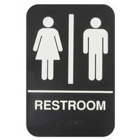 Thunder Group 6" x 9" "Restroom" Information Symbol Sign w/ Braille - PLIS6953BK