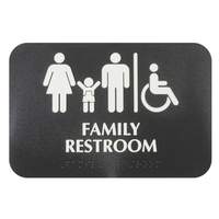 Thunder Group 9" x 3" "Family Restroom" Information Symbol Sign w/ Braille - PLIS9601BK