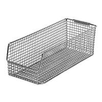 Quantum Food Service 15x6x5 Chrome Rectangular Mesh Stacking/Hanging Bin 10 Pack - QMB534C 