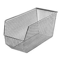 Quantum Food Service 17-3/4x8-1/8x9 Chrome Rectangular Mesh Stacking/Hanging Bin - QMB565C 