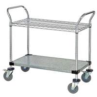Quantum Food Service 42x18x37-1/2 304 Stainless Steel 2 Wire Shelf Utility Cart - WRSC-1842-2 