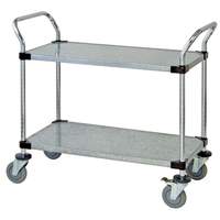 Quantum Food Service 42x24x37-1/2 304 Stainless Steel 2 Solid Shelf Utility Cart - WRSC-2442-2SS 