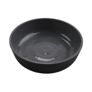 GET Roca Glazed Low Street Gray/Black Melamine 24oz Bowl-1dz - RB-7-GRS/BKM 