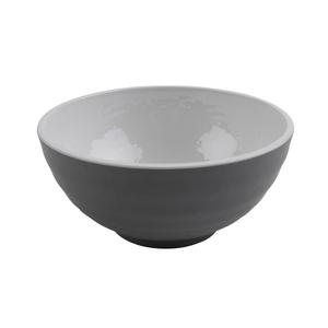 GET Roca Glazed White/Gray Melamine 32oz Ramen Bowl - 1dz - RB-70-WS/GRM 