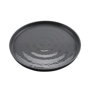 GET Roca Glazed Gray/Black Melamine 11" dia. Dinner Plate- 1 Doz - RP-11-GRS/BKM