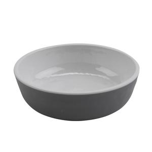 GET Roca Glazed White/Grey Melamine 4oz Shallow Side Dish - RR-5-WS/GRM 