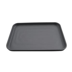 GET Roca Gray/Black Melamine 12" x 8" Rectangular Plate - 1 Doz - RS-128-GRM/BKM
