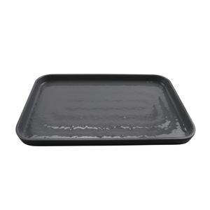 GET Roca Glazed Gray/Black Melamine 12" x 8" Platter - 1 Doz - RS-128-GRS/BKM