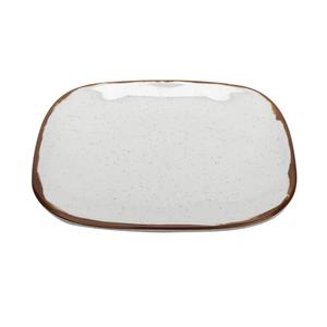 GET Rustic Mill Cream Melamine 9.5" Square Irregular Plate-1 Doz - SCS-9-RM