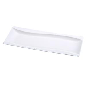 Yanco China Sea Wave Bone White Porcelain 12in x 4.5in Rectangular Plate - SW-212 