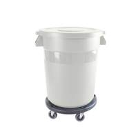 Thunder Group 20gl Plastic Round Trash Can w/Integrated Handles-White - PLTC020W 