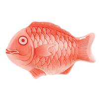 Thunder Group 12in Red Festive Fish Melamine Fish Platter - 1dz - 1200CFR 