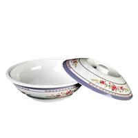 Thunder Group 8011TB Lotus 2.5 qt. Round Melamine Serving Bowl with Lid - 11