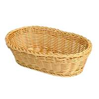 Thunder Group 11in x 7in x 3-1/2in Natural Tan Plastic Oval Basket - PLBB1107 
