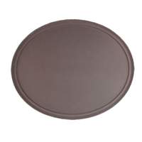 Thunder Group 22" x 27" Fiberglass Heavy Duty Oval Serving Tray - Brown - PLFT2700BR