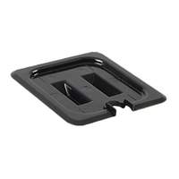 Thunder Group 1/6 Size Slotted Food Pan Cover w/ Built-In Handle - Black - PLPA7160CSBK